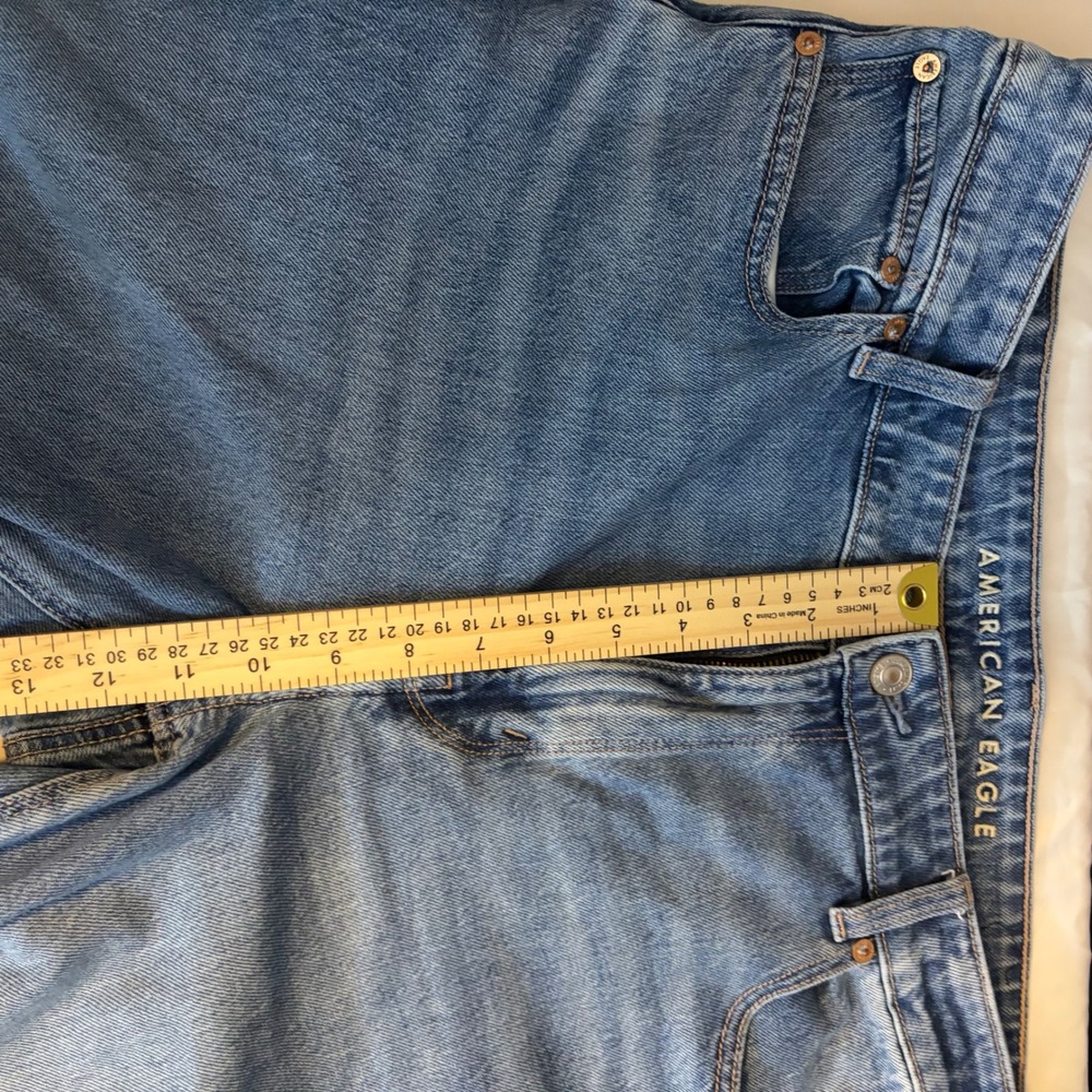 American Eagle Women Medium Wash Stretch Wide Leg High Rise Jeans Blue Size 14 - Picture 13 of 14